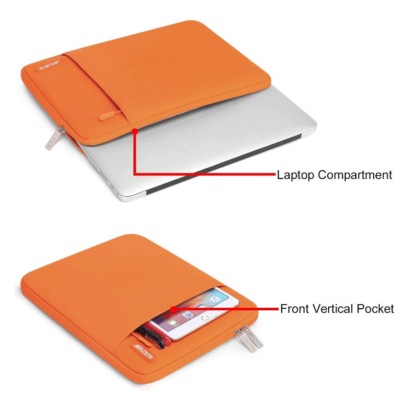 MOSISO Laptop Sleeve Bag Compatible with MacBook Air/Pro  13-13.3 inch Notebook  Compatible with MacBook Pro 14 inch M3 M2 M1 Chip Pro Max 2024-2021  Polyester Vertical Case with Pocket  Orange - Image 4